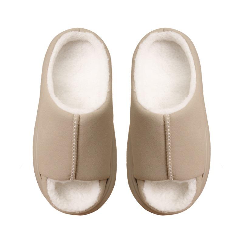 New open-toe cotton slippers indoor home warm plush non-slip plush cotton slippers