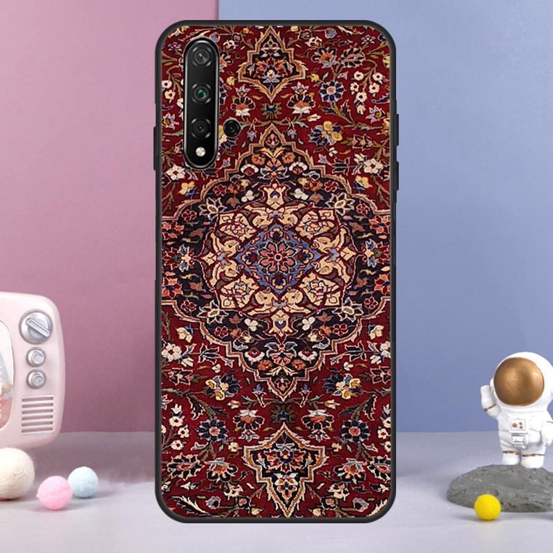 Persian Carpet Floral Pattern For Huawei Nova 12i 12s 11i 8i 7i 9 10 SE Y60 Y61 Y70 Y72 Y73 Y90 Y91 P20 P30 P40 Lite Case