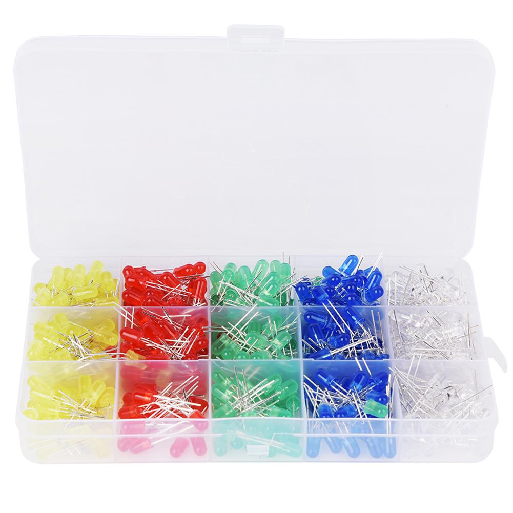 

500pcs 5mm LED Light Emitting Diodes Assorted Kit 5 Colors Electronic Components