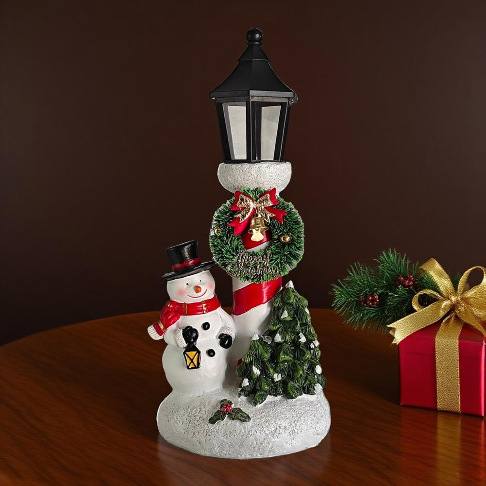 Durable Christmas Decoration Led Light-up Santa Claus Snowflake Christmas Ornament Decor Resin Xmas Figure Festive Tabletop