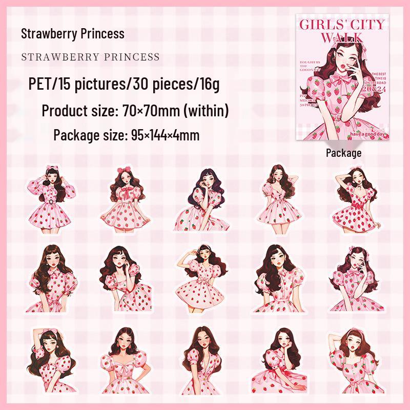 Retro Cute Girl Die-Cut Sticker Pack for Journals and Collages