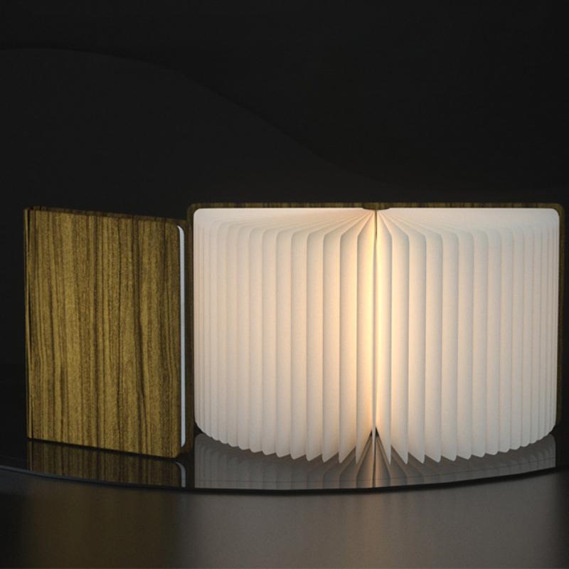 

1 шт. трехцветное освещение для ухода за глазами, настольная лампа, подарочная светодиодная деревянная оптовая продажа, гравировка, складной светильник для книги, складной ночник для страниц 1pcs-Black walnut - Wood coveredit