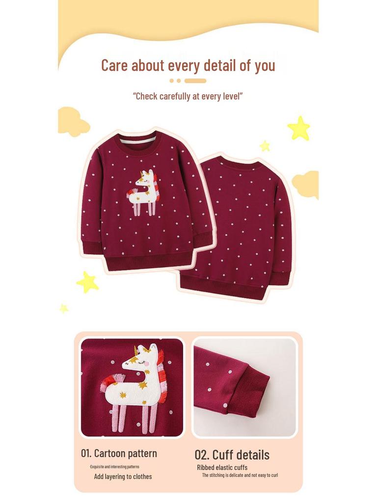 European Style Girls' Embroidered Long-Sleeve Pullover for Autumn