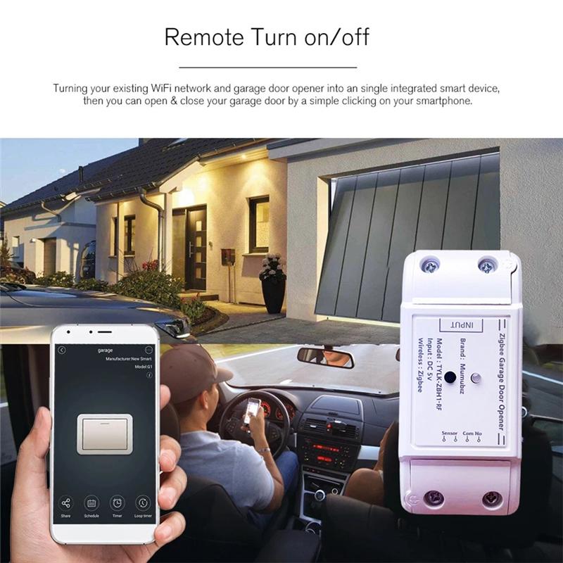Smart Garage Door Opener with RF433 MHz Wrieless Control Smart Garage Door for Alexa Yandex White Tuya