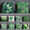 Green Leaf Series Printed Pillowcase Modern Home Bedroom Living Room Sofa Cushion Cover 45x45cm Peach Skin Pillowcase