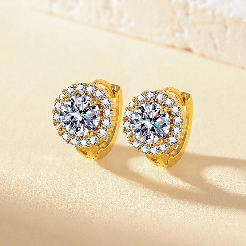Trendy Faux Moissanite One Carat Hoop Earrings for Women