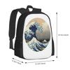 Hokusai Wave School Bag Big Capacity Backpack Laptop Hokusai Wave Japanese Style Vague Japon Ancien Old Vintage