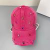 Creative Colorful Rhinestones Baseball Cap Distressed Design Solid Color Sunscreen Hat Fashion Korean Sunshade Hat Outdoor