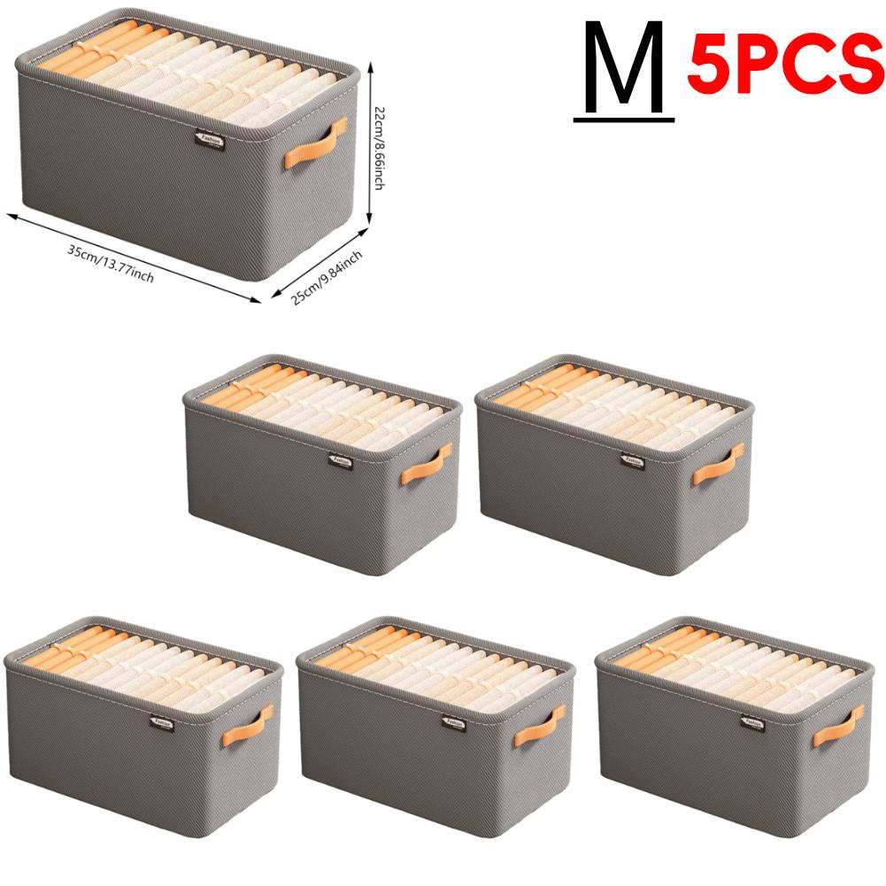 1-5PCS Clothes Storage Organizer Cabinet Drawer Organizer with Handle&Steel Frame Clothes Compartment Box for Home Wardrobe