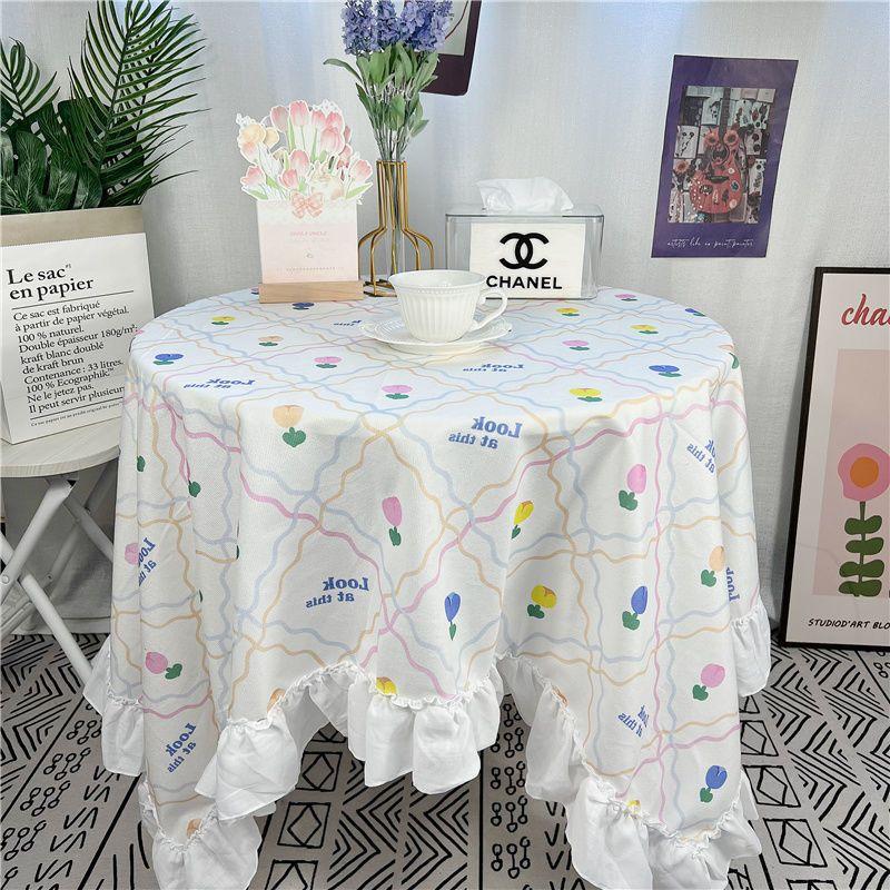 Spitze Runder Tischdecke Floraler Pastoraler Stil Picknick Party Dekorationstuch Ins Schmutzabweisend Antifouling Matte Süß