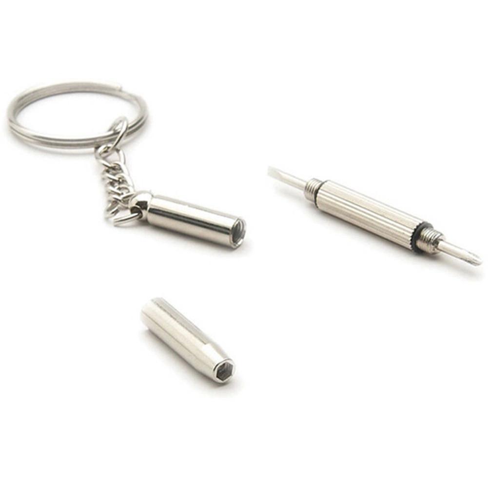 2Pcs Multifunctional Mini Screwdriver 3in1 Slotted Cross Hex Screw Driver Glasses Phone Watch Screw Repair Keyring Tool