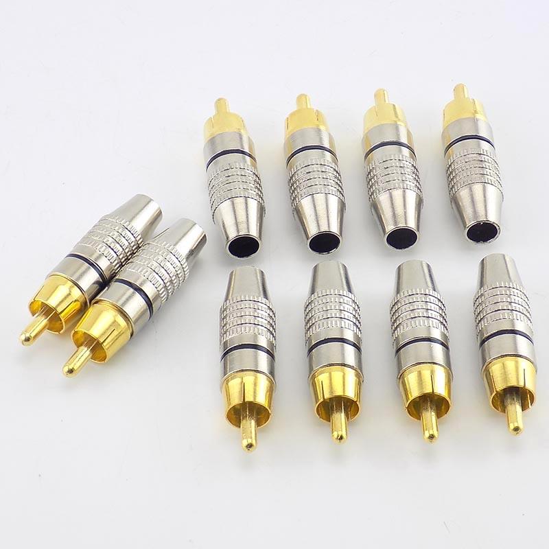 10pcs RCA Male Connector Non Solder plug Adapter for AudioCable Plug Video CCTV Camera Solder-Free Multifunctional ligh Quantity