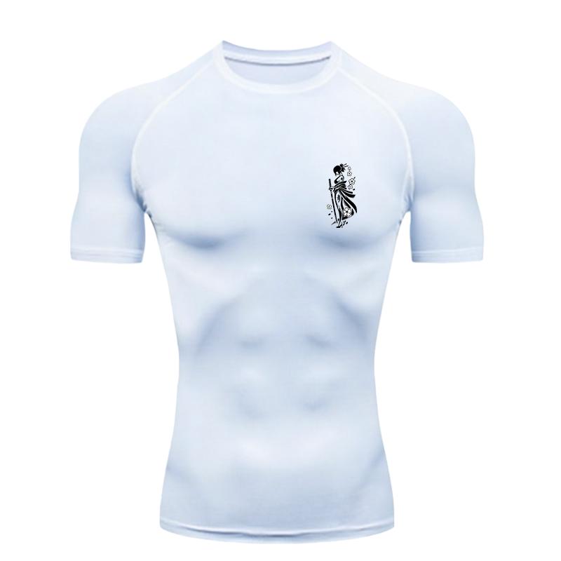 Samurai Woman Pattern Men's Sports T-shirt for Fitness Training Fitness Compression Workout T-Shirt Rashguard Tops T-Shirt