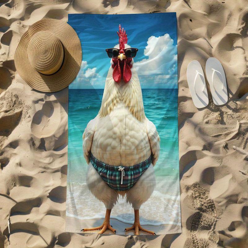 Funny Beach Towel Chicken Neck Swim Trunk, Soft Absorbent Quick Dry Lightweight for Beach Vacation Pool Party Summer Essential