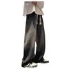 Thick Drawstring Jeans Spring and Autumn Tide Brand American Loose Straight Wide-leg Pants Retro High Street Casual Pants