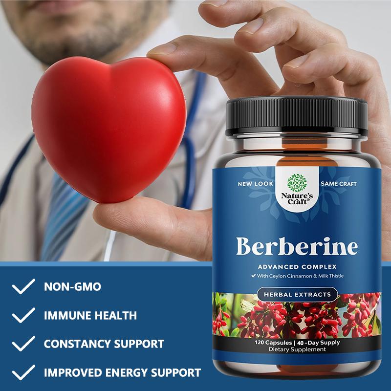 Berberine composite capsules contain 1200mg berberine and Ceylon cinnamon to maintain blood glucose metabolism and heart health120 capsules