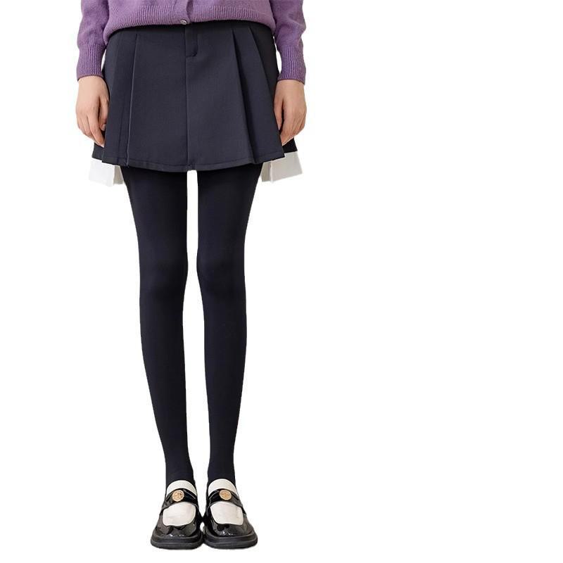 Women's Black Leggings: Autumn/Winter Plush Fleece, Bare Leg Effect, Slim Fit, Spring Lightweight Option