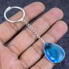 Natural Swiss Blue Topaz Gemstone 925 Sterling Silver Jewelry Keychain 3.15" ETC-13847