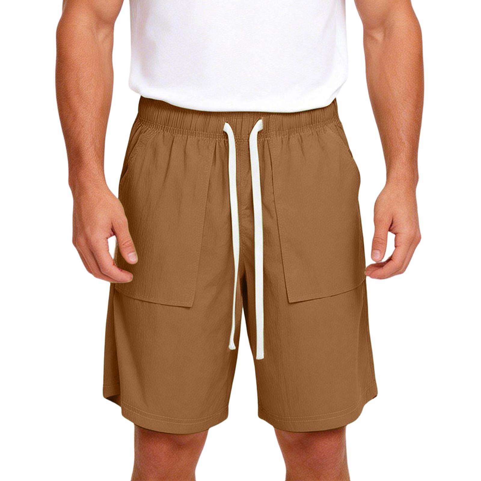 Men s Sports Casual Five-point Pants Beach Shorts XXXXL кофейный