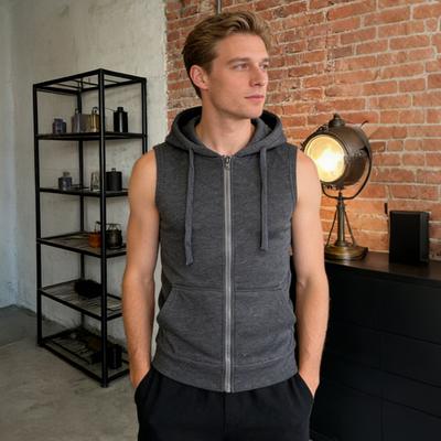 Gilet Uomo Yousheng Apertura con Zip Gilet Leggero con Cappuccio con Grandi Tasche Colore Unico Top Estivi per la Corsa Casual