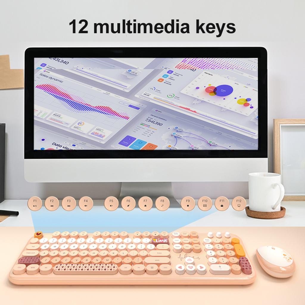MOFII Wireless Keyboard and Mouse Set Lovely HighQuality Mixed Color 104 Keys USB Receiver Office