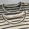 Women's Spring Arrival Velvet Short Sleeve Retro Stripe Loose T-Shirt - Round Neck Casual Versatile and Age-Reducing Top