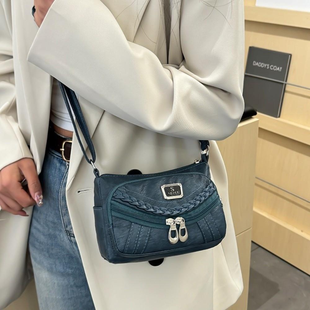 Trendy Soft Leather Single Crossbody Bag Multi-pocket High-end Shoulder Bag Multi-compartment Women's Handbag Four-season