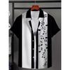 Men's Musical Note Pattern 3D Print Shirt Button Up Shirt Casual Shirt Summer Shirt Short Sleeve Daily Vacation Clothing