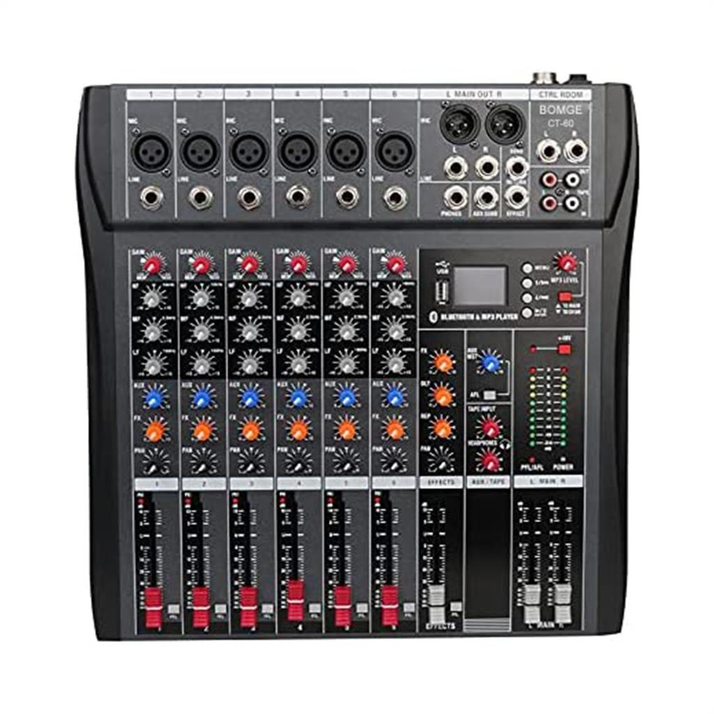 8/12 Channel 48V Wireless Audio Mixer Digital USB Bluetooth Professional Mixing Console Power Supply Audio Mixer Amplifier BMG-CT60S