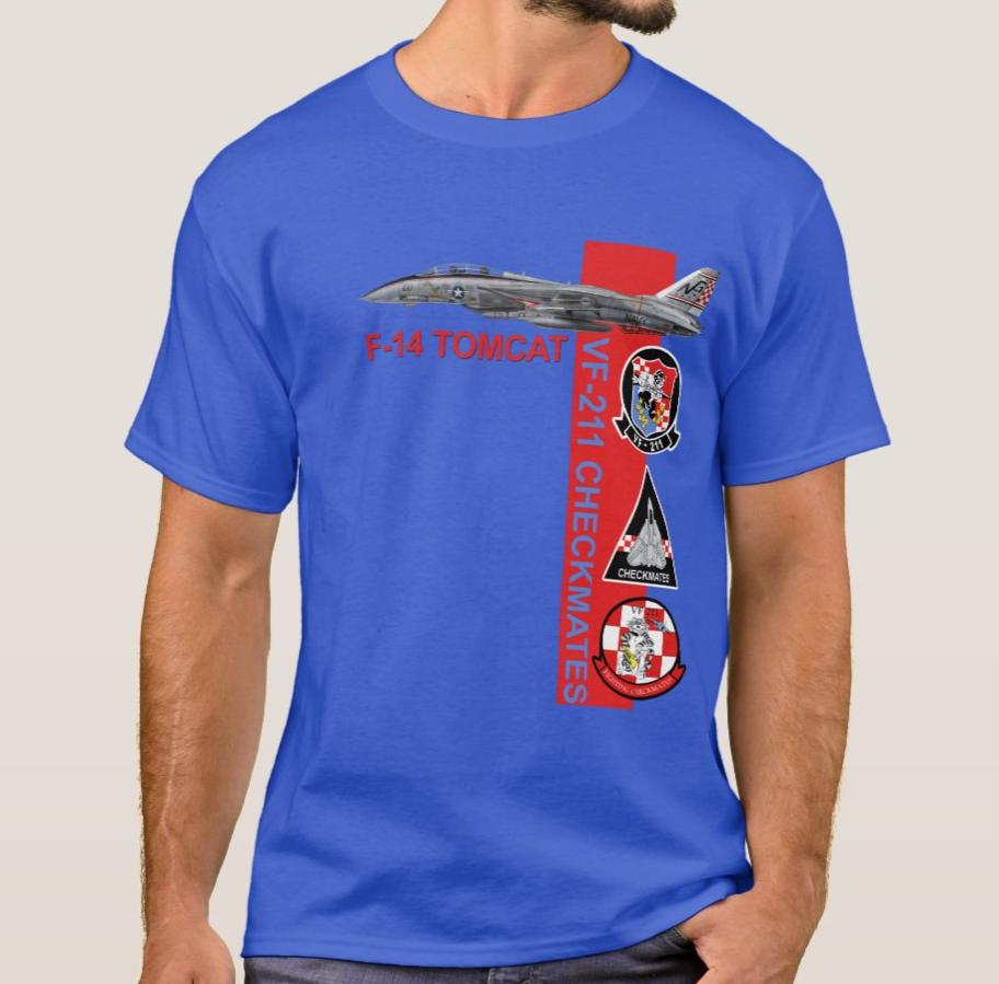 VF211 Fighting Checkmates F14 Tomcat Fighter TShirt Summer Cotton Short Sleeve ONeck Mens T Shirt New S3XL