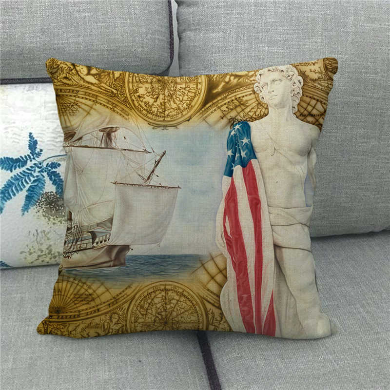 Flag Symbolizing The Bald Eagle In The United States Digital Printing Short Plush Pillow Covers For Sofa Office Cushion Cover