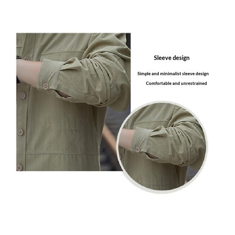 Men's pure cotton shirt, 2026 autumn new style, workwear long-sleeve casual Hong Kong style loose shirt jacket, versatile top