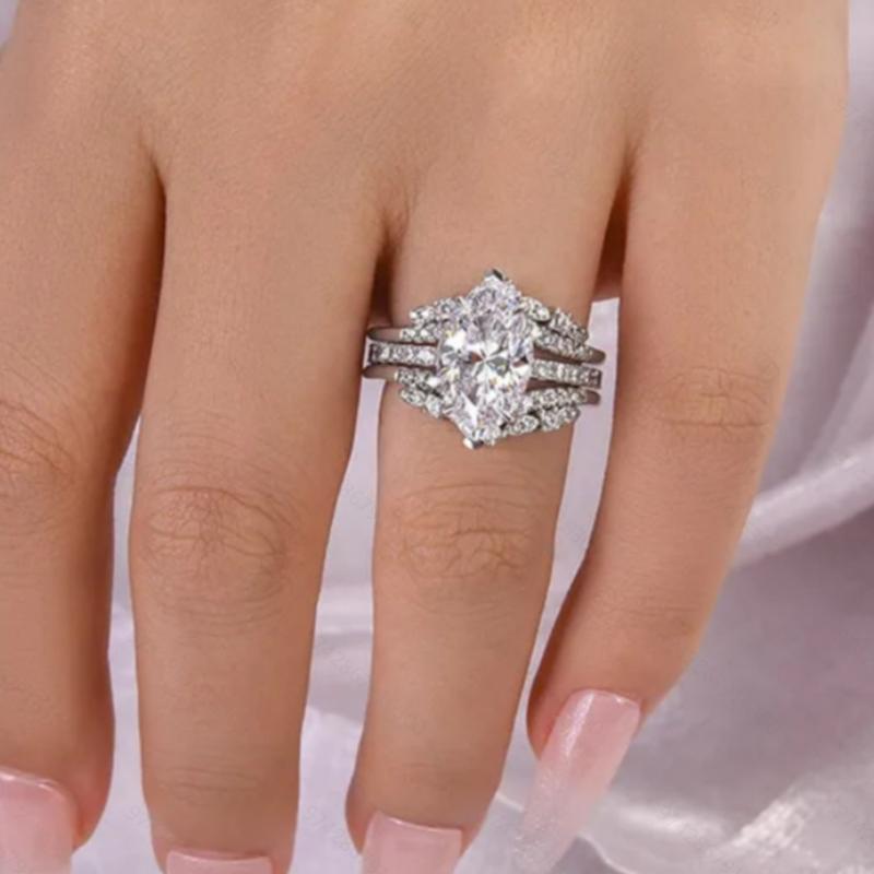 3 Pieces/set of Luxurious Sparkling Zirconia Multi-layer Rings, Ladies' Exquisite and Fashionable Wedding Banquet Zircon Gifts
