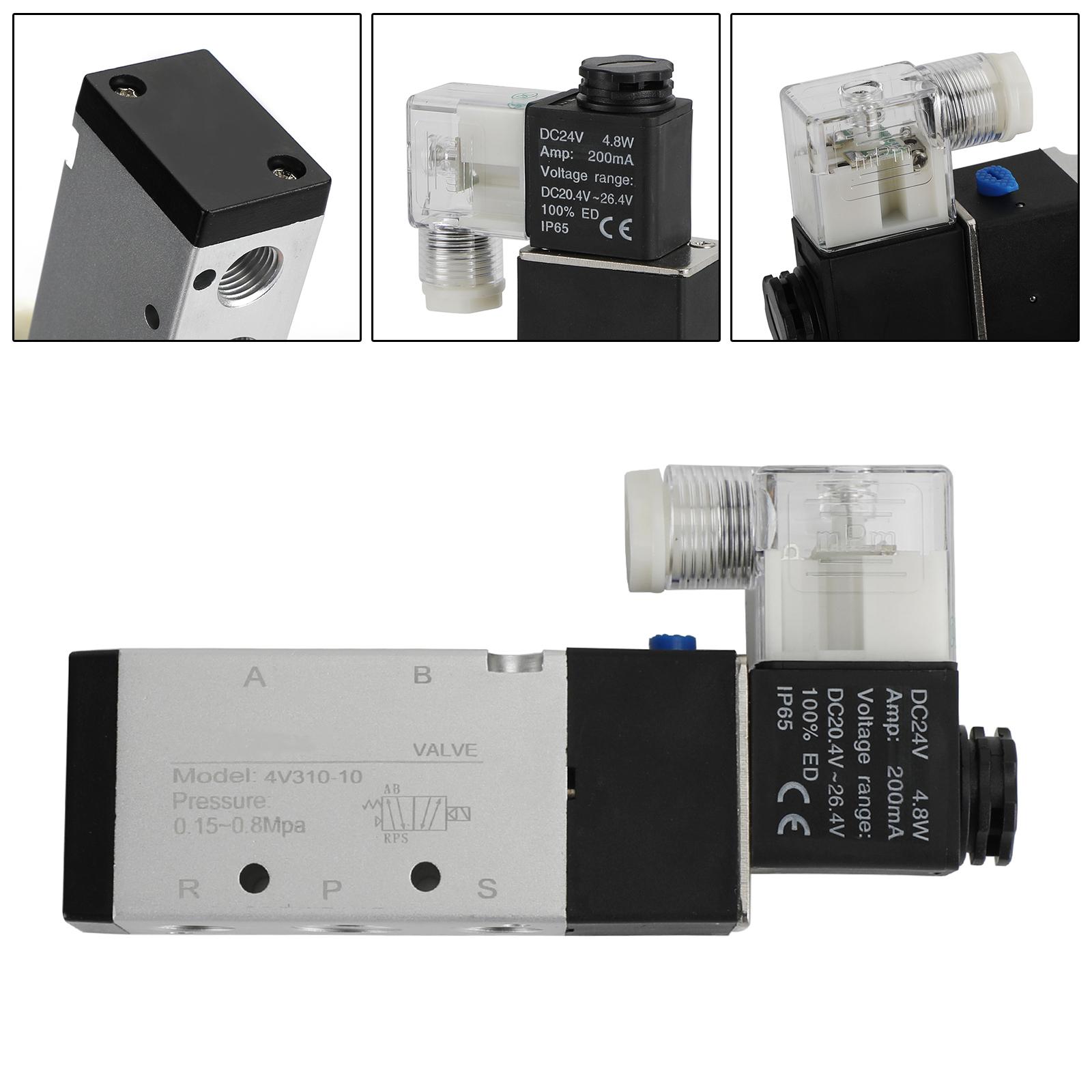 

4V310-10 5 Way 2 Position PT3/8 DC 24V Pneumatic Electric Solenoid Air Valve