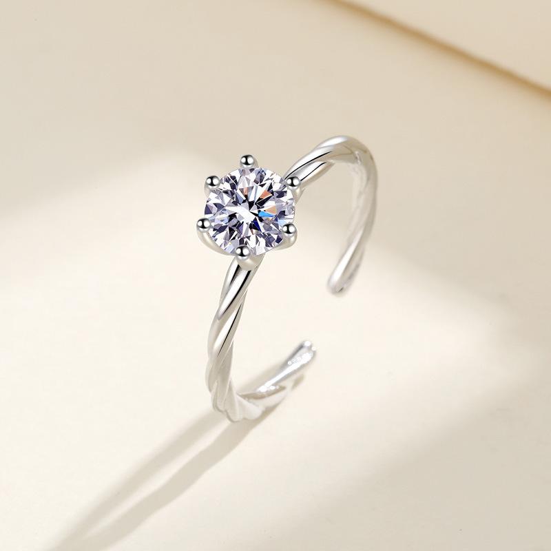 925 Silver Ring Heart AAA Zircon Open Adjustable Engagement For Women Wedding Fashion Jewelry Party Gifts