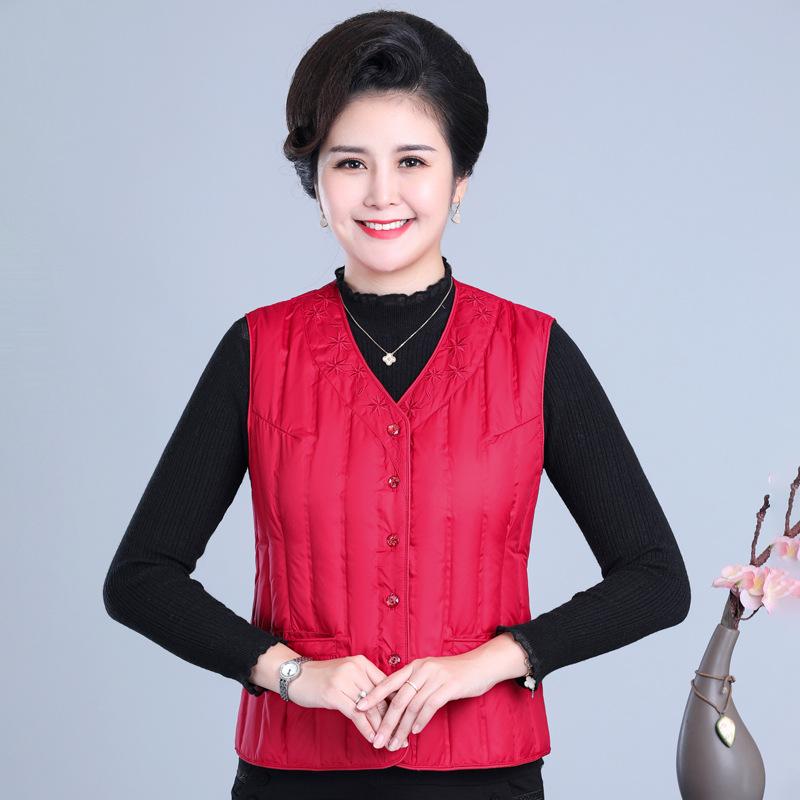 

Новый осенне-зимний легкий пуховый жилет, женская одежда, среднего и пожилого возраста, большого размера, жилет для мамы, жилет 6XL