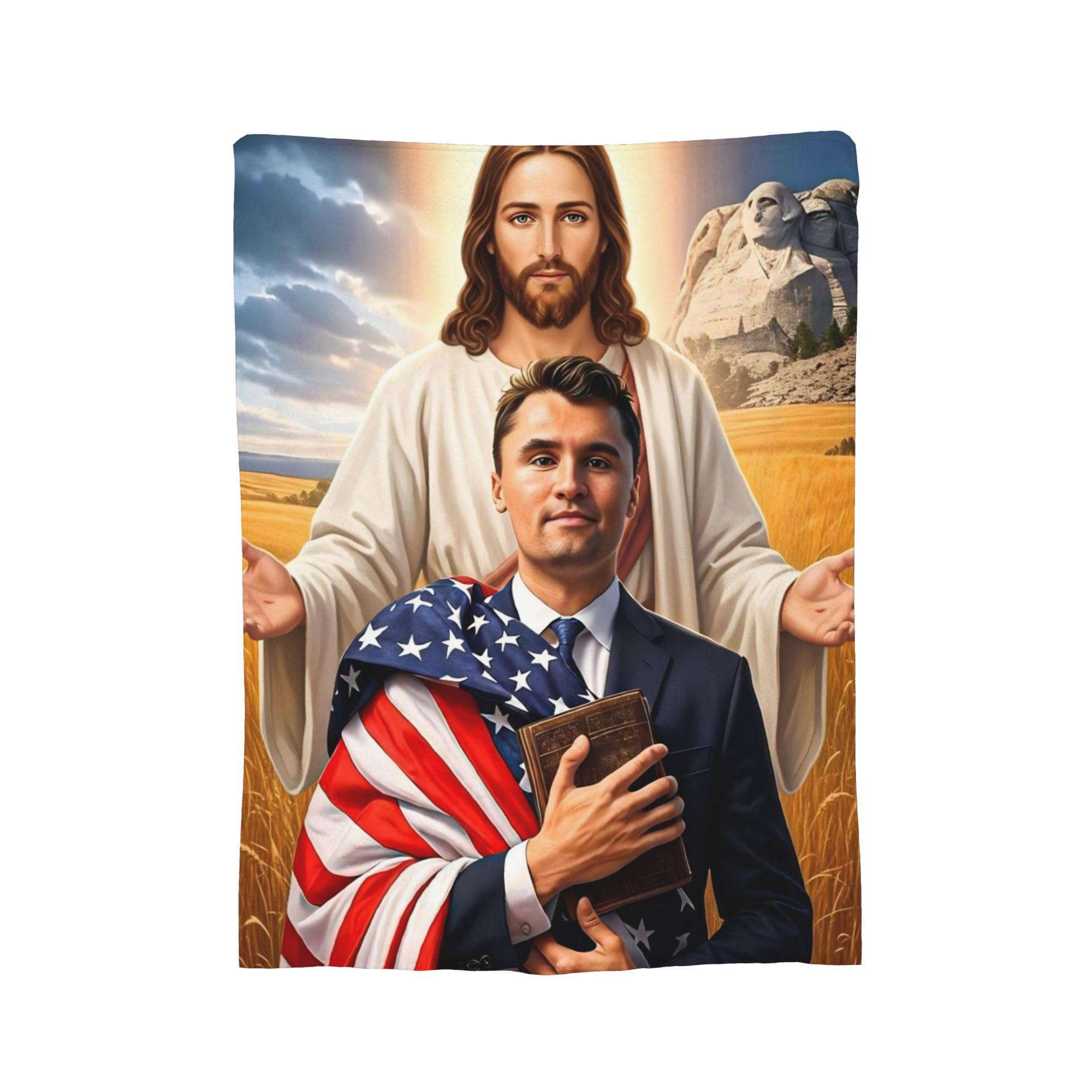 Charlie Kirk Angelic Advocate Blanket Flannel Autumn/Winter  Portable Warm Throw Blanket for Bedding Couch Bedspread 30x40in