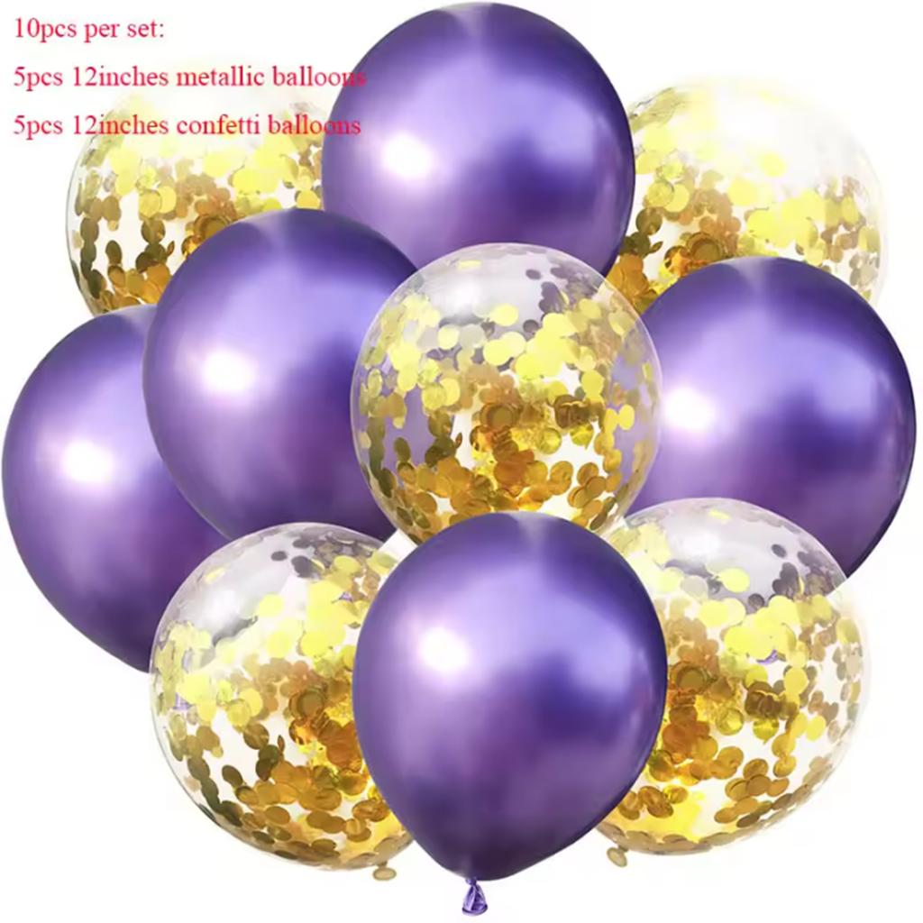 10pcs Mix Black Silver Confetti Balloons Wedding Birthday Party Decoration Metallic Helium Balloon Baby Shower Glitter Globos
