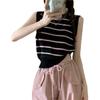 Modische gestreifte Strickweste Damen Sommer Neu Tragen Eine süße und würzige Ärmellose Kurzjacke für Draußen