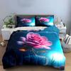 Romantic Rose Decoration Set Soft Comfortable Duvet Cover Bedding Set Included 1*Duvet Cover & 2*Pillowcases, Gift