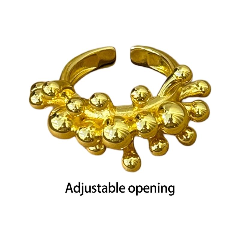 Handgjord Metallpärlring Med Flexibel Storlek Modern Modeaccessoar Justerbar Öppning Fingeraccessoarer