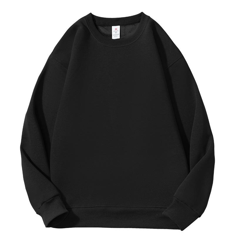 400g Silver Fox Fleece Lined Oversized Crew Neck Sweatshirt for Men - American Loose Fit, Drop Shoulder, Solid Color