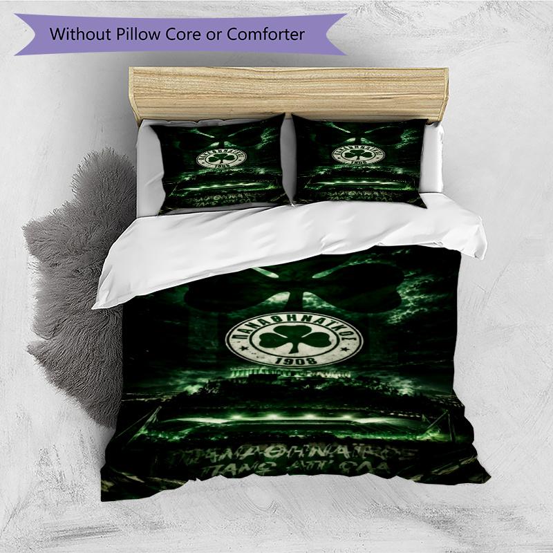 3pcs Duvet Cover Set (1*Duvet Cover + 2*Pillowcase, Without Core), Panathinaikos FC Print Bedding Set, Bedroom Decor, All‑Season, Gift