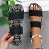 Summer Outer Wear One Word Flip Flops Printed Hollow Out Fashion Lightweight Casual Sandal Flops