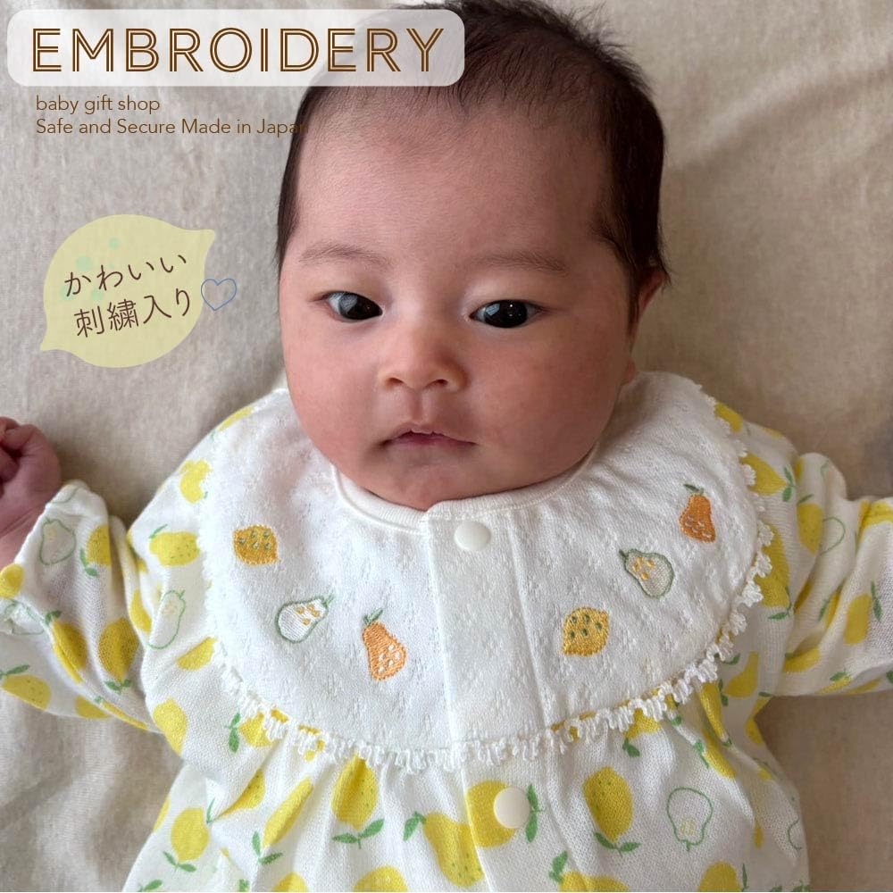 de Jersey Pear x Lemon Pattern Summer Length Sleeves Snap Newborn Baby Baby Clothes Cool Unisex Hospital Clothes Boys Girls Simple Cute Cotton [Cream