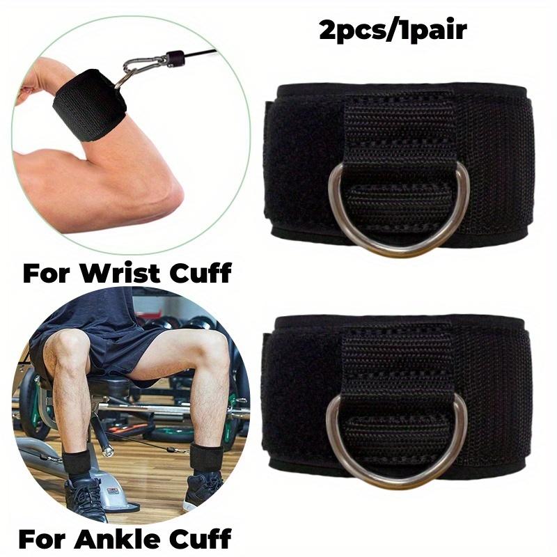 

1 Pair Adjustable Dual Purpose Ankle Straps/Wrist Straps for Cable Machines - with Thick Padding, Synthetic Rubber, Black