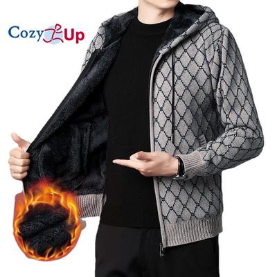 Cardigans à capuche pour homme zippés Manteau pull en tricot torsadé Vêtements d'extérieur avec poches