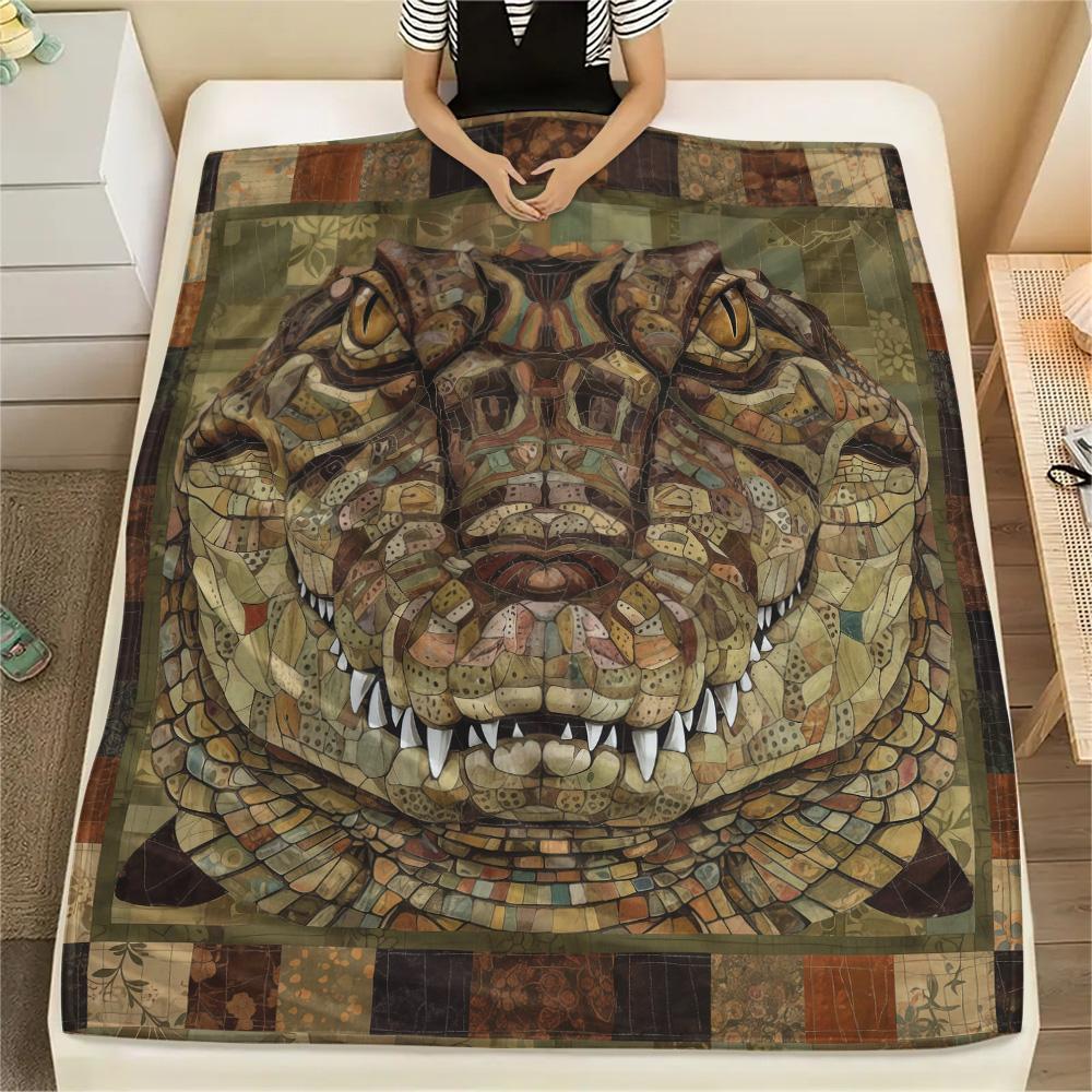 1PC Animals Print Flannel Blanket, High Quality Comfortable for All Seasons, Home Decor, Warmth and Comfort, Perfect for Christmas Gifts
