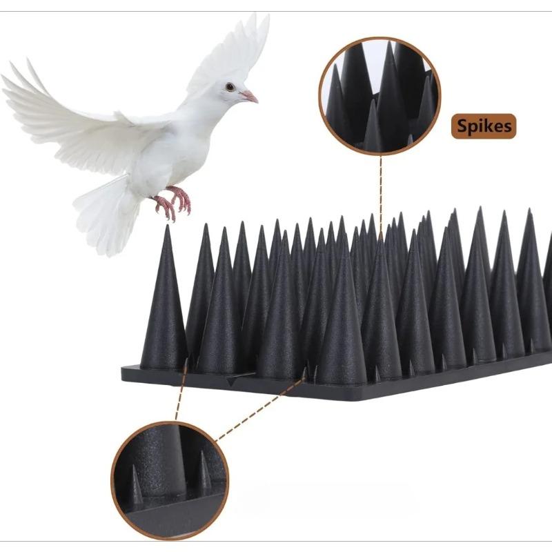 Punte Anti Uccelli in Plastica, Dissuasore per Piccioni e Repellente per Gatti, Controllo Parassiti Umano per Tetto, Recinzione e Cornicione, Protezione da Giardino Esterna