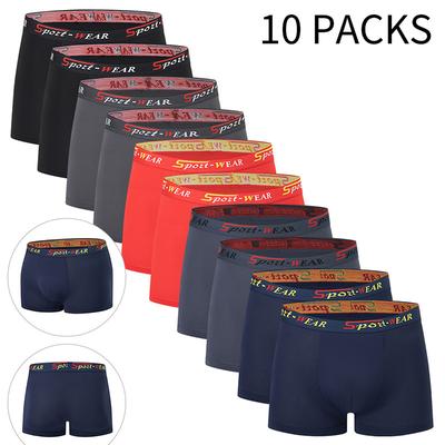 Heren 10-delig effen kleur mode ondergoed: Boxershorts, Sportondergoed, Korte Shorts